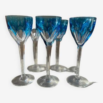 Blue crystal white wine glasses