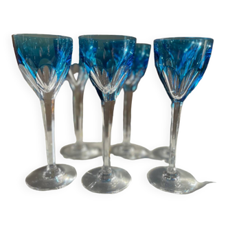 Blue crystal white wine glasses
