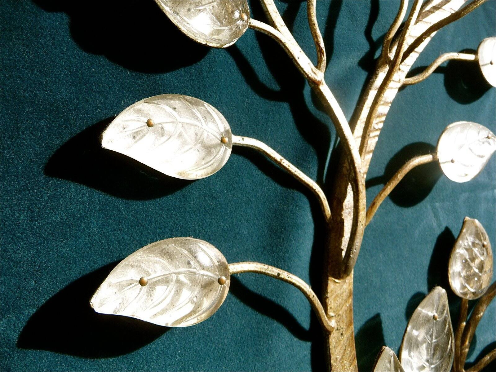 Large Italian gilt metal and crystal glass sconces from Banci Firenze, 1960s, set of 2