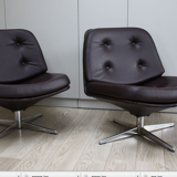 2 vintage club seats from the fifties in brown semi-leather