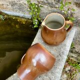 Set of 2 large vintage stoneware pitchers