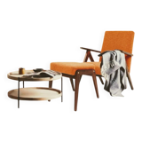 Fauteuil Vintage avec Repose-Pieds  terracotta Bouclette
