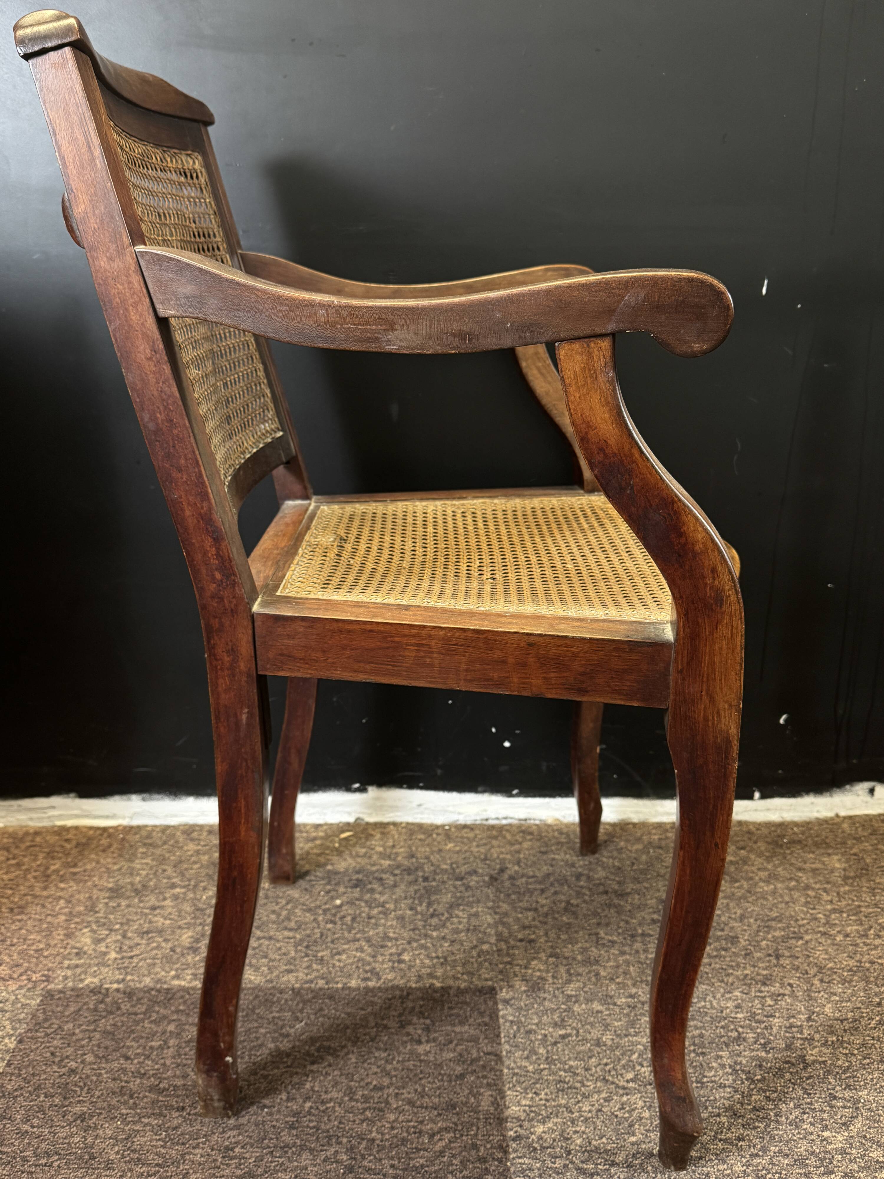 Caned hairdresser/barber chair – adjustable backrest