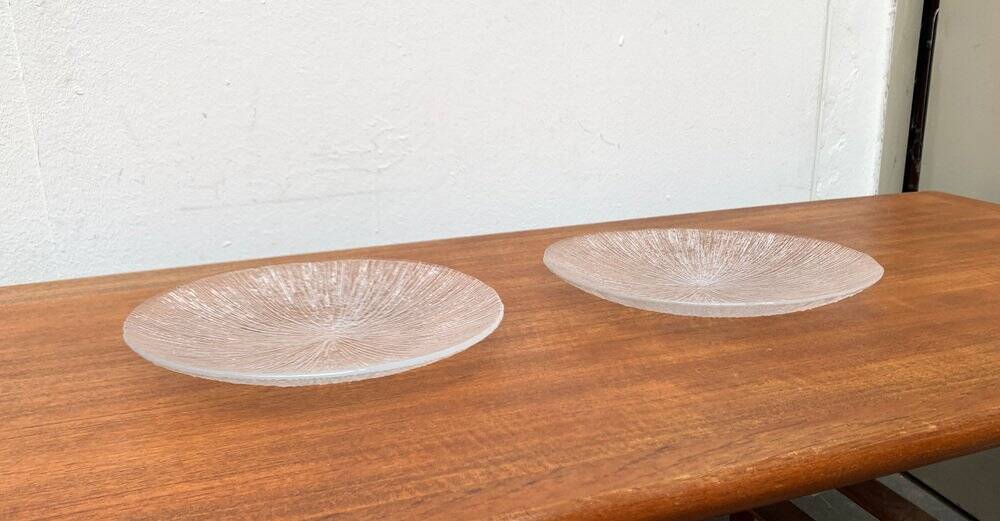 Vintage glass plates with bark design, set of 2.