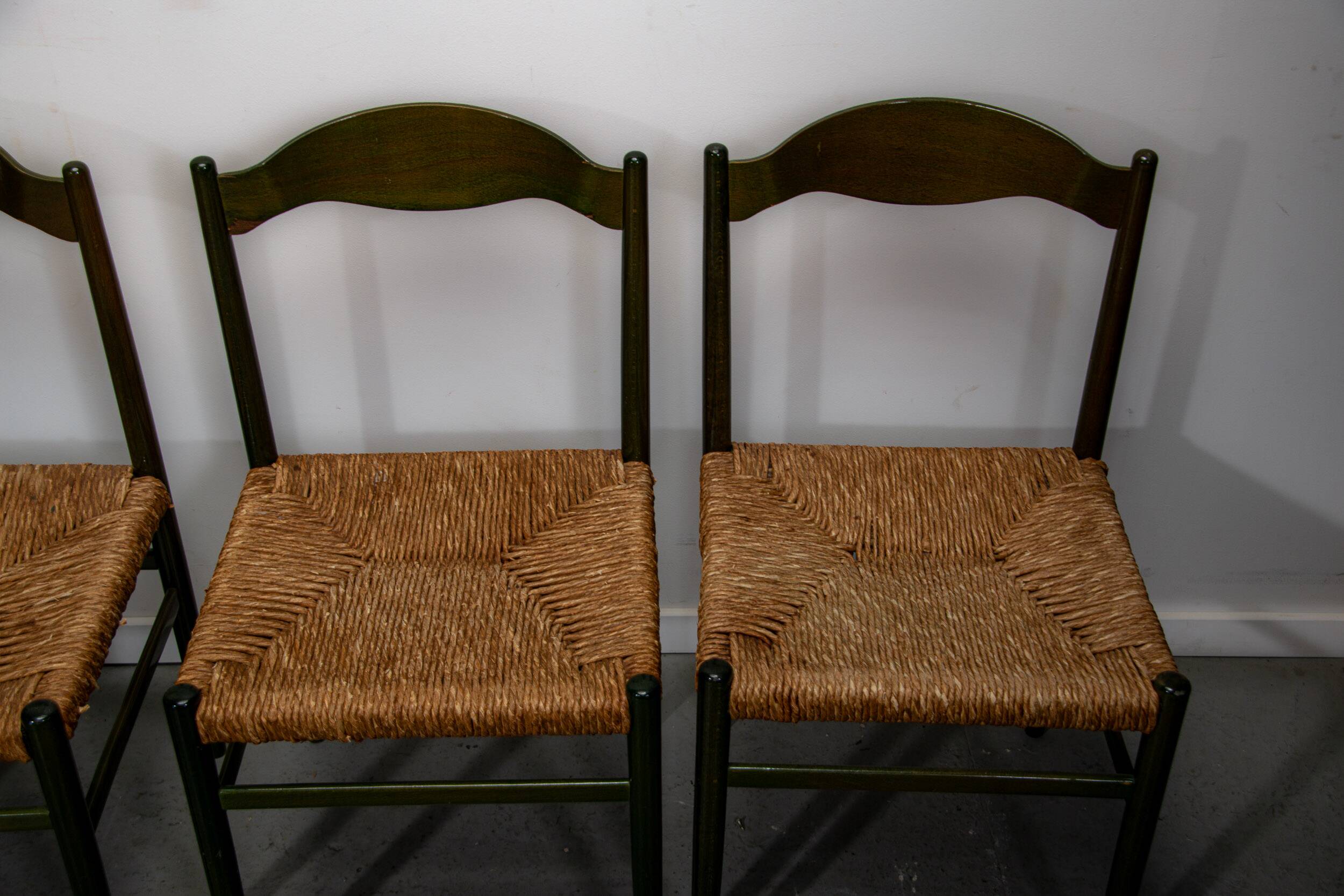 Green beech and rush dinning chairs