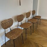 4 chaises Kaï en fer et rotin naturel
