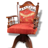 Fauteuil tournant teck et tapisserie phulkari 19ème siècle