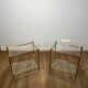 Pair of Side Tables with Two Brass and Glass Tops. Made in France.