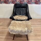 Scandinavian design armchair Aage Christiansen black leather 1950