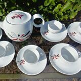 Service en porcelaine à café -ancien signé Roussel J. décor marguerite
