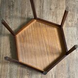 Scandinavian hexagonal side table stamped "Made in Denmark" 60s