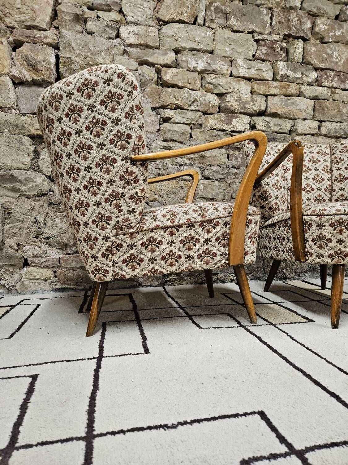Pair of 1960 flowered armchairs