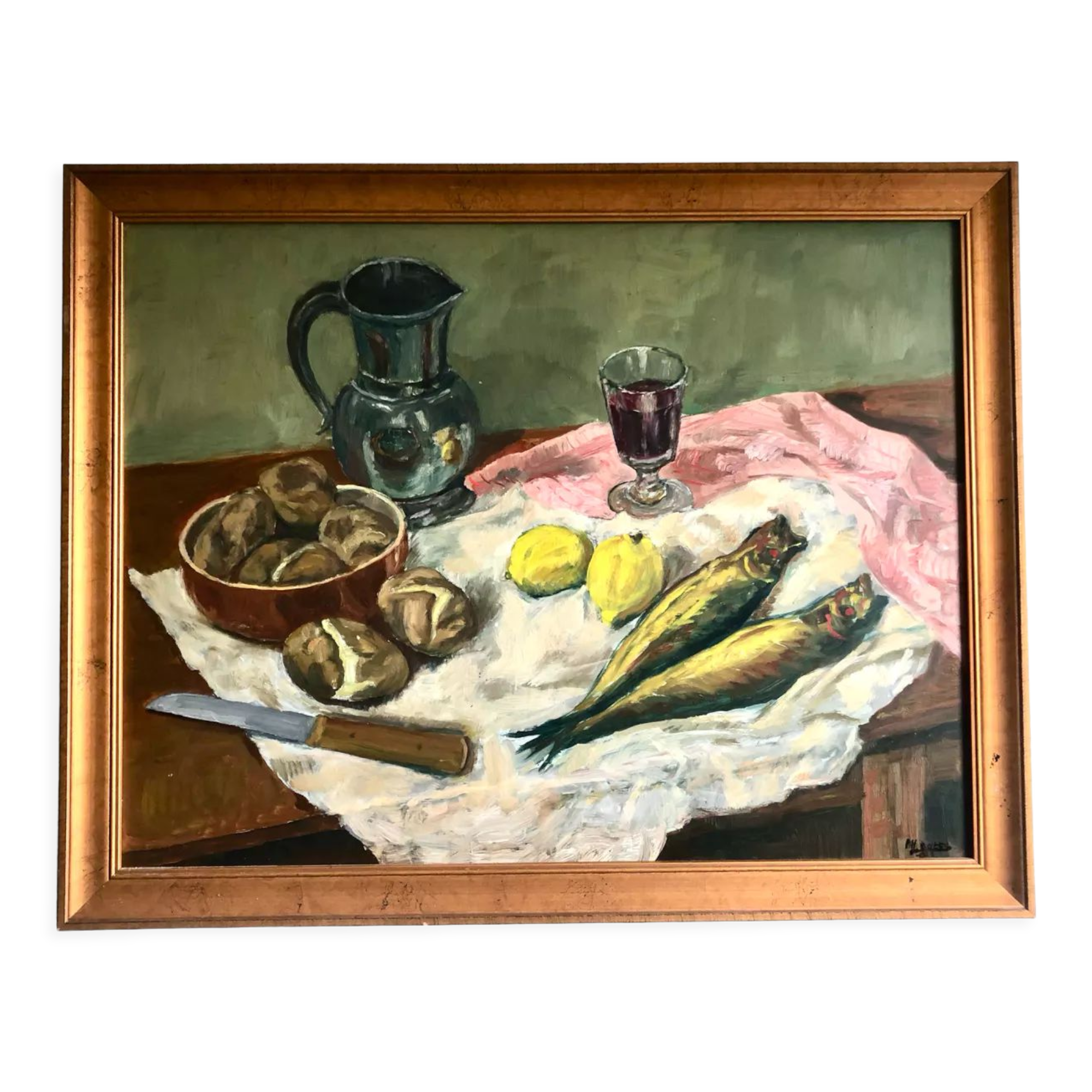 Nature morte, signée, années 90, cadre dorée