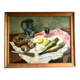 Still Life, signed, 90s , golden frame