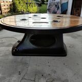 Unique Industrial Coffee Table Ringed Touret SNCF 120 cm.
