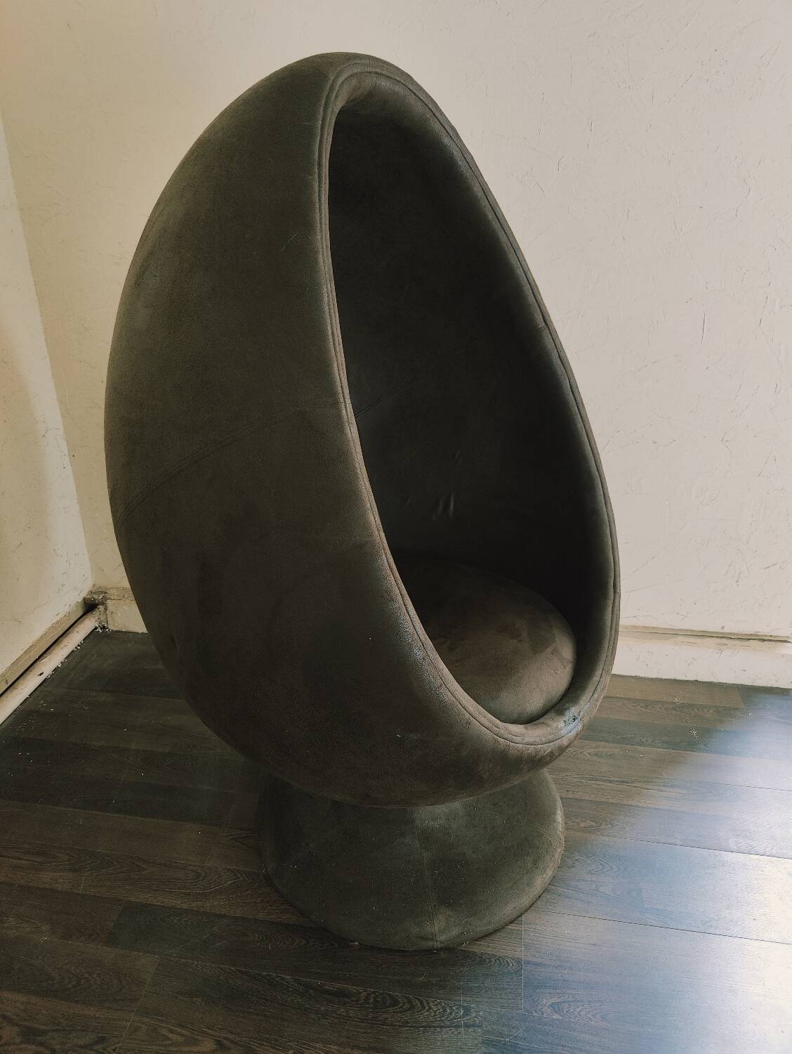 Brown fabric egg chair
