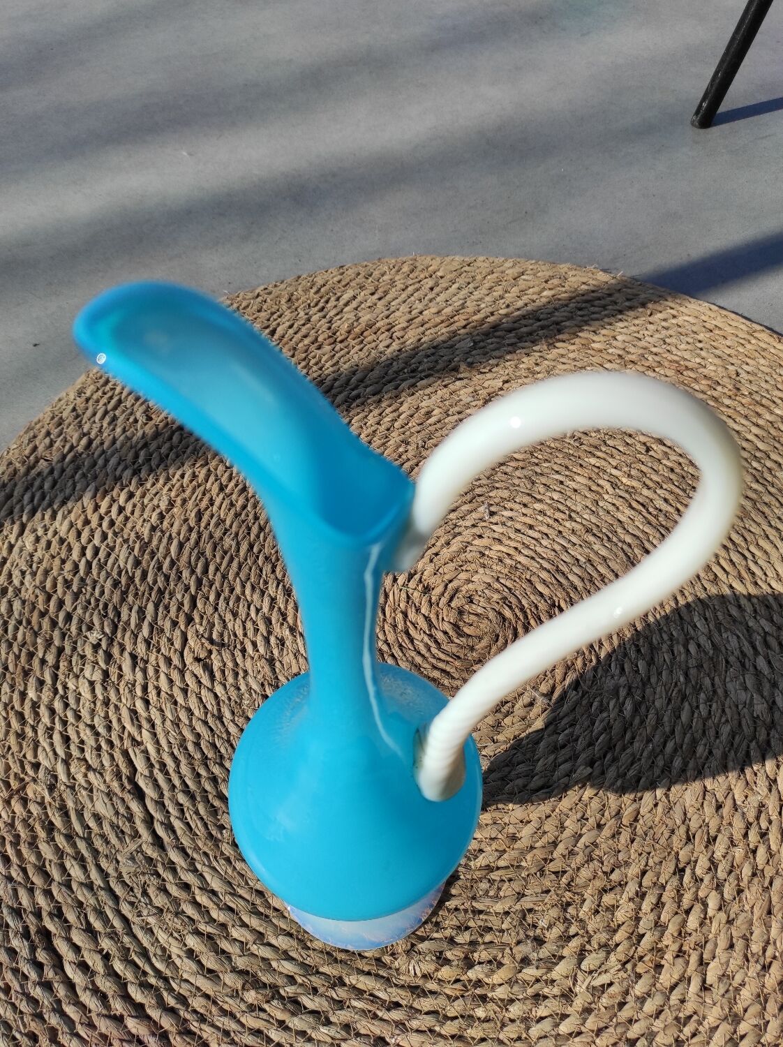 Murano blue opaline carafe vase