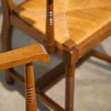 Set of six chairs and two brutalist armchairs mid-century 1950'
