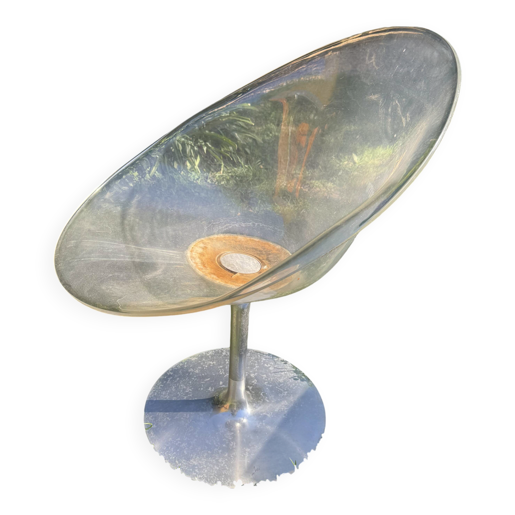 Transparent swivel armchair "Eros" by Philippe Starck for Kartell