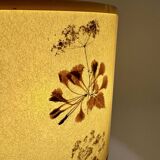 Pyrite stone ball lamp with a lampshade featuring dried flower inclusions.