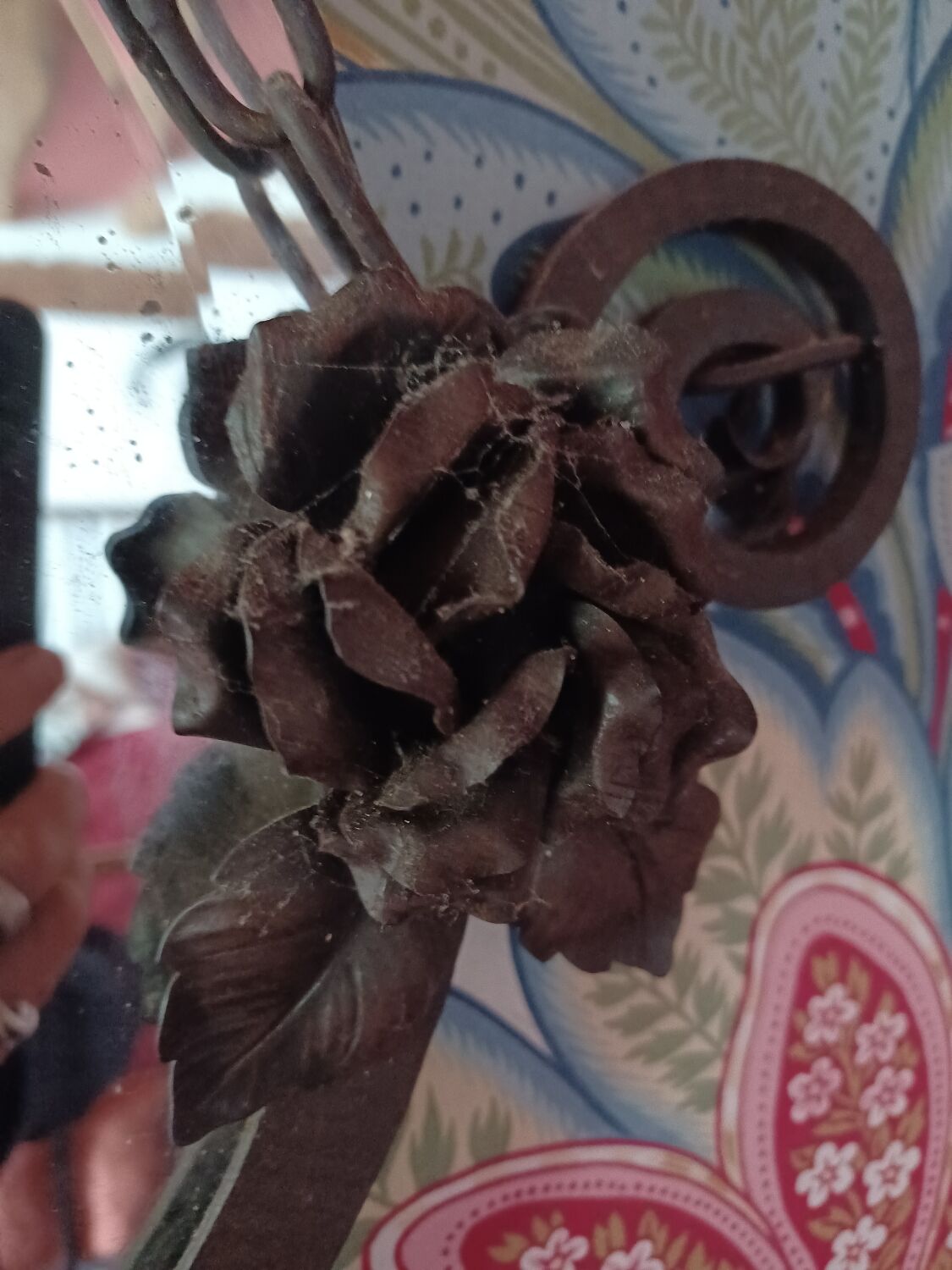 Mirror ice Art deco black iron roses