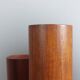 Vintage 50s wooden table lamp with pleated shade.