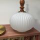 Vintage Scandinavian pendant light in white pleated opaline