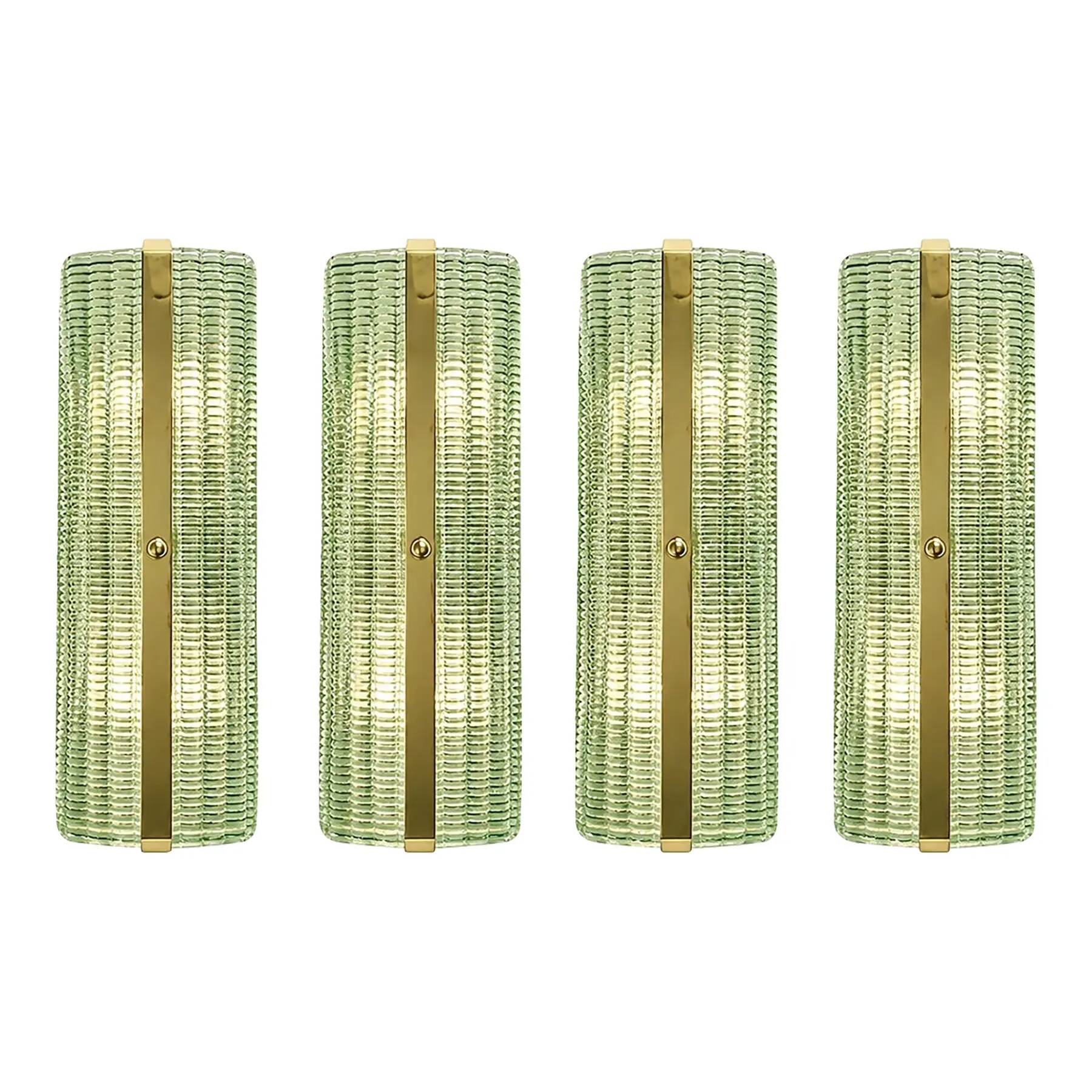 Contemporary Rectangular Murano Glass Wall Sconces With Chrome Finish – Set