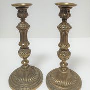 Pair of candle holders torches gilded bronze patinated style louis xvi period 19th century