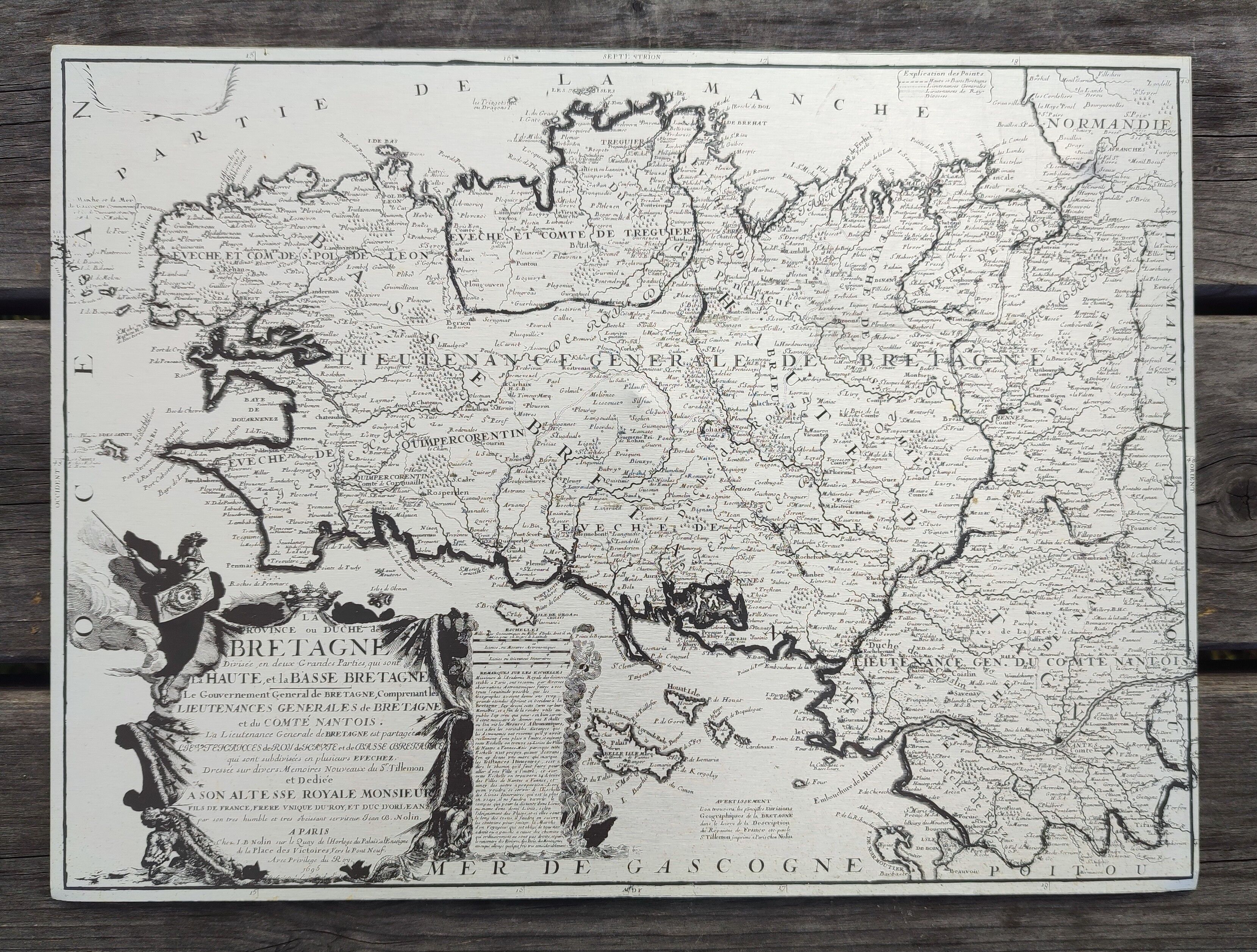Old aluminium printing plate Brittany map