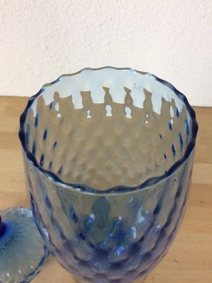 Empoli blue glass bonbonnière, vintage