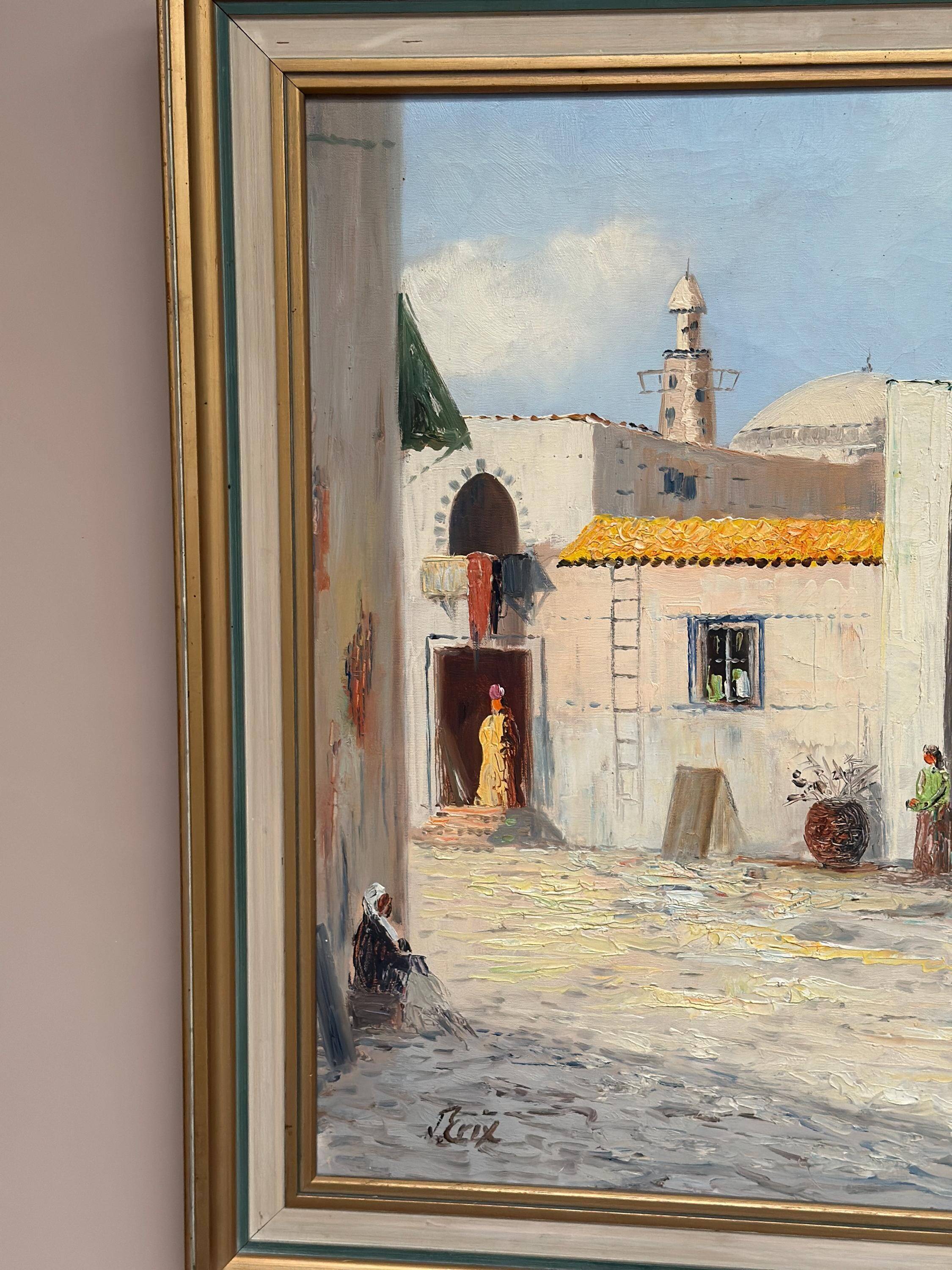 Swedish Oil on Canvas – “Southern Street” by J. Erix