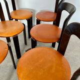 6 wooden chairs and imitation leather design Bruno Rey for Dietiker vintage year 60