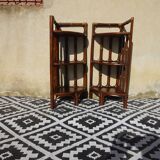 Rattan and bamboo bedside tables, both.
