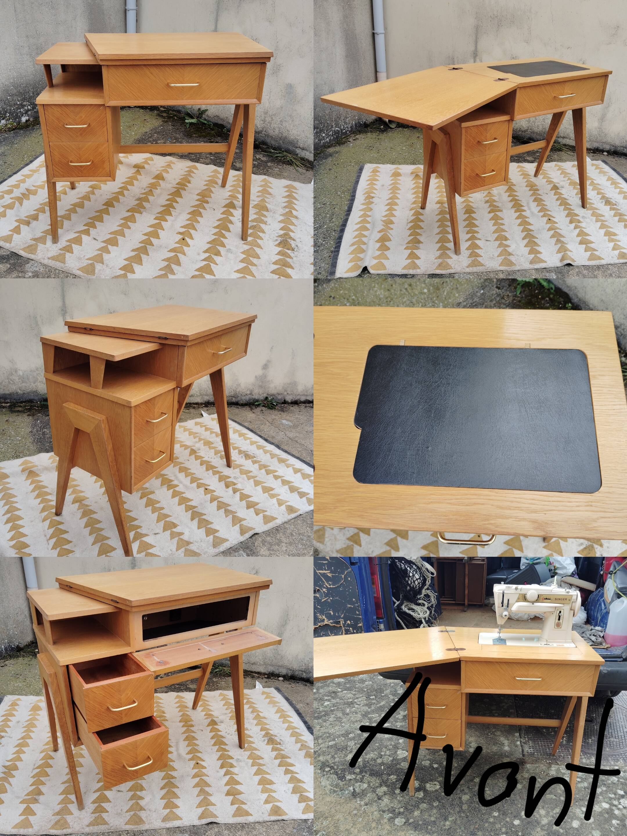 Scandinavian desk based on a Singer piece of furniture.