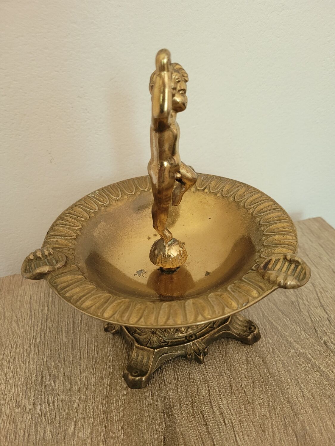 Brass cherub ashtray