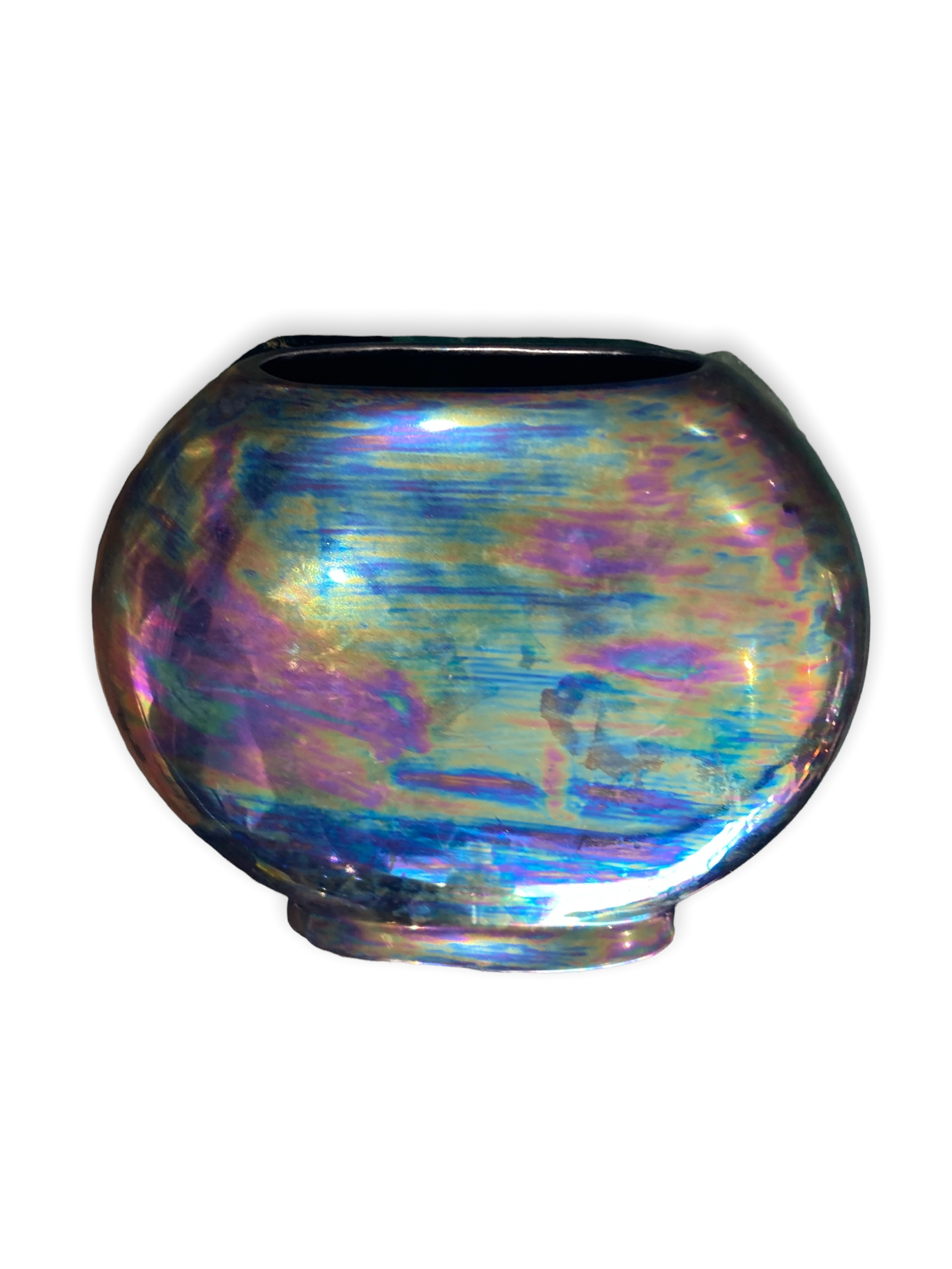 Vase rond en céramique irisée