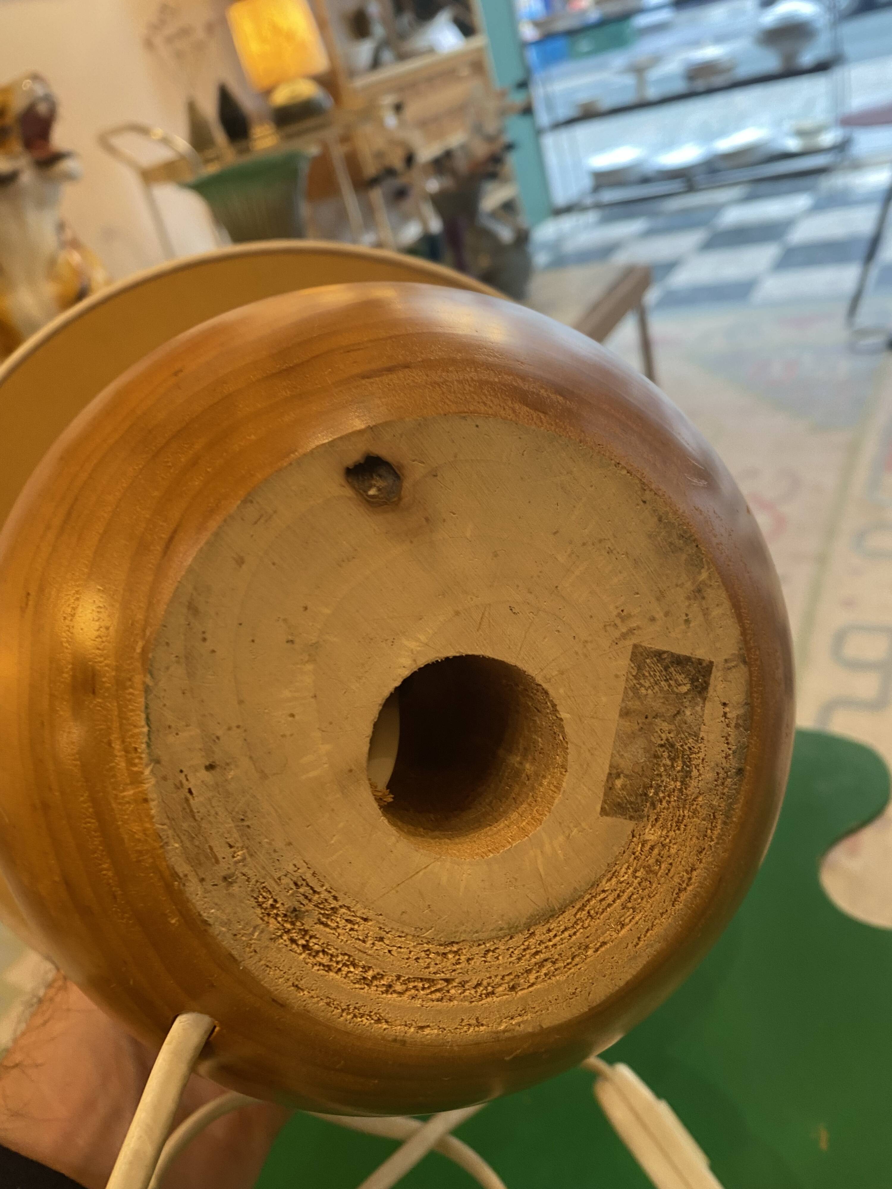 Turned light wood lamp