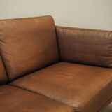 Brown leather sofa, Danish design, 1970s, production: Denmark