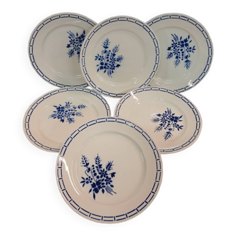 6 antique Badonviller dinner plates