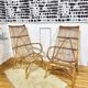 Pair vintage rattan armchairs