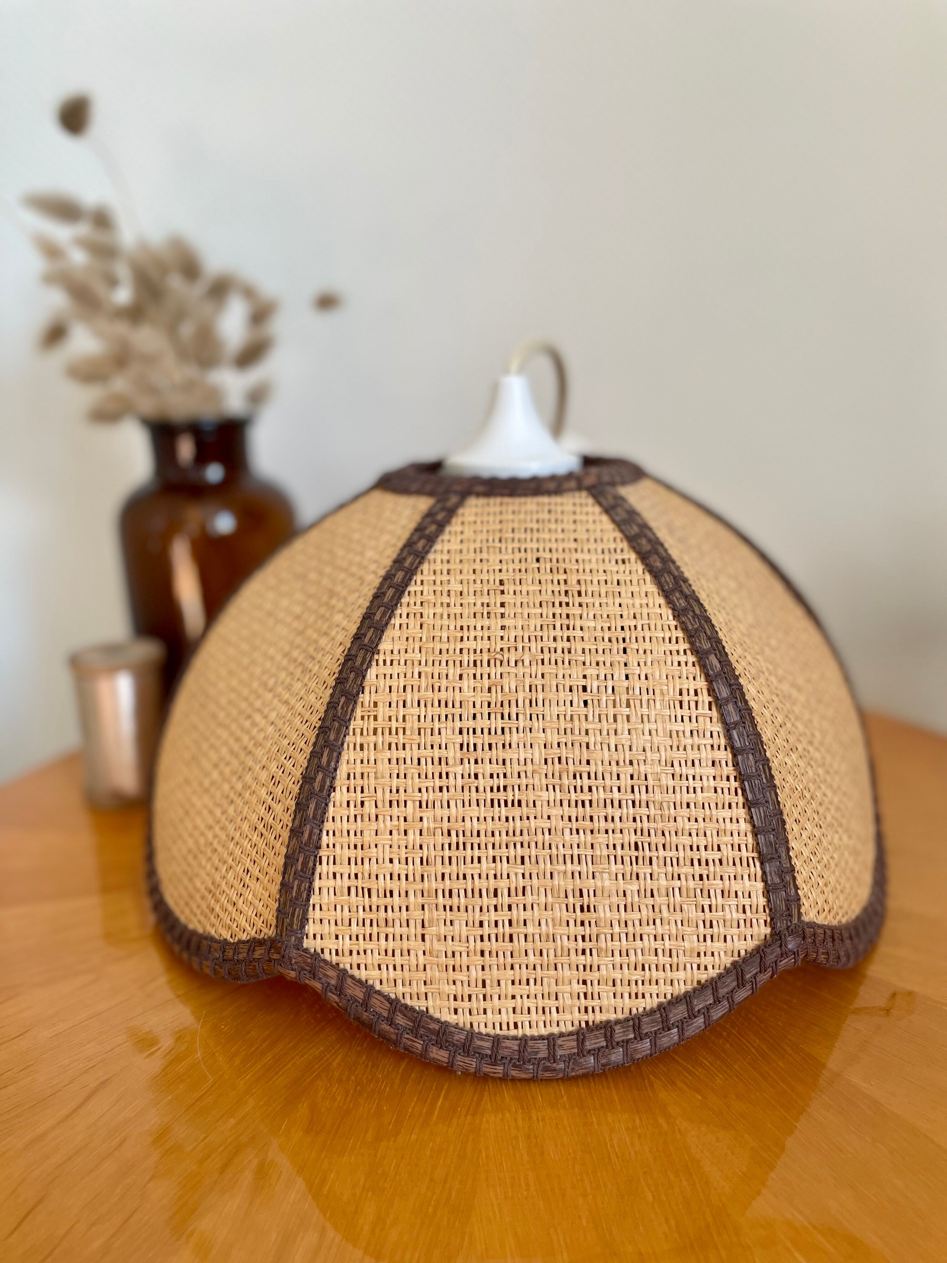 Suspension en rotin vintage forme fleur
