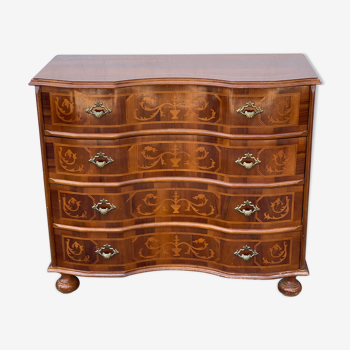 Vintage Inlay Wood Chest of Drawers in the Style of Louis XIV