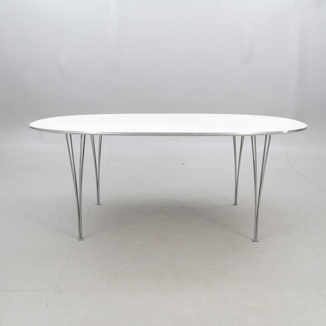 Piet eh dining table & bruno mathsson superellips' fritz hansen, 1983, denmark