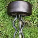 Vintage leather and wrought iron bar stools