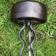 Vintage leather and wrought iron bar stools