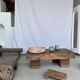Asian solid wood quadripod brutalist coffee table H30 L81 l42
