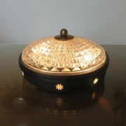 Wall lamp " starred " 2 fires, diamond glass and brass years 50 60