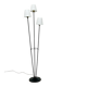 Three-light floor lamp in black lacquered metal, circa 1950.
