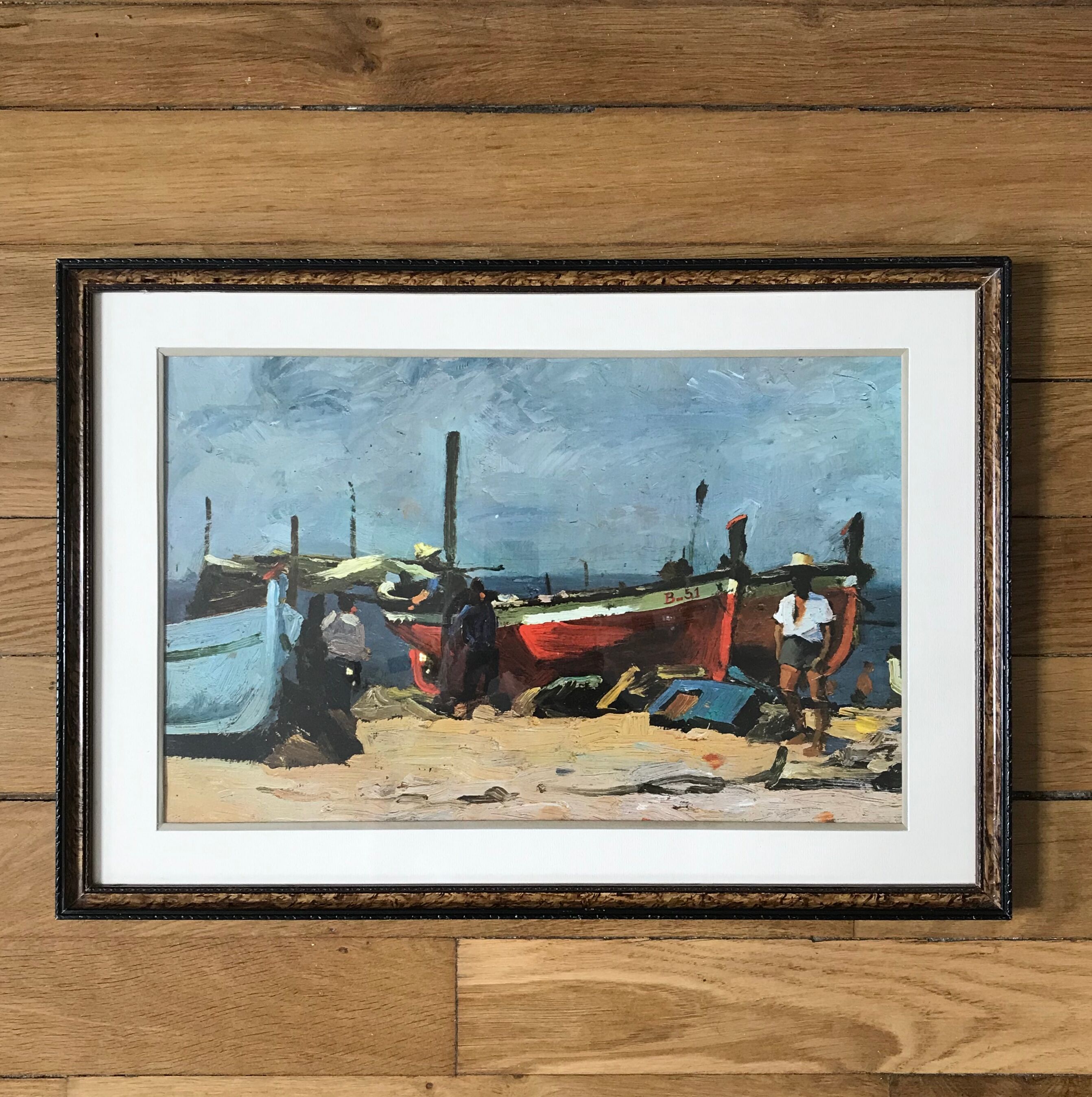 Tableau bateaux et pêcheurs